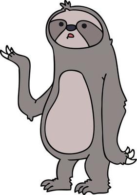quirky hand drawn cartoon sloth