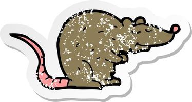 retro distressed sticker of a cartoon rat vector
