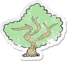 retro distressed sticker of a cartoon tree vector