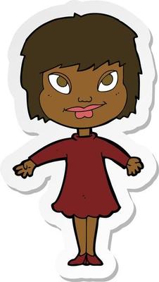 sticker of a cartoon girl shrugging shoulders