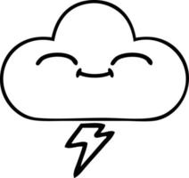 line drawing cartoon thunder cloud vector