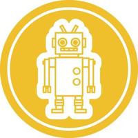 dancing robot circular icon vector
