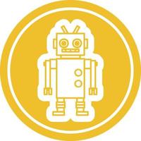 dancing robot circular icon vector