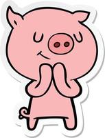 sticker of a happy cartoon pig vector