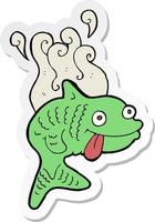 sticker of a cartoon smelly fish vector