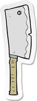 sticker of a cartoon meat cleaver vector