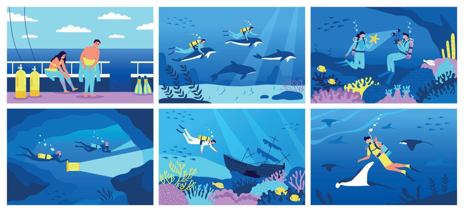 Set Of Underwater Vector Art, Icons, and Graphics for Free Download