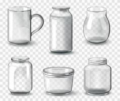 Realistic Glass Jars Set vector