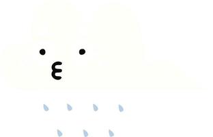 flat color retro cartoon rain cloud vector