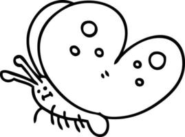 quirky line drawing cartoon butterfly vector