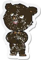 retro distressed sticker of a cartoon cute teddy bear vector