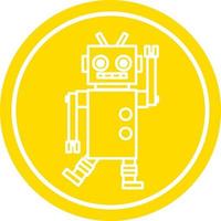 dancing robot circular icon vector