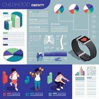 ilustración infográfica de obesidad infantil vector