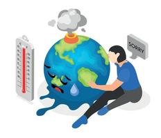 composición isométrica del cambio climático vector