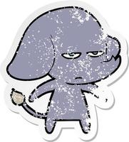 distressed sticker of a annoyed cartoon elephant vector