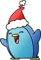 christmas gradient cartoon of kawaii penguin vector