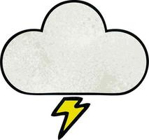 retro grunge texture cartoon thunder cloud vector