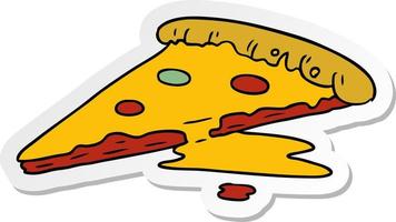 sticker cartoon doodle of a slice of pizza vector