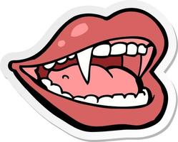 sticker of a cartoon vampire mouth vector