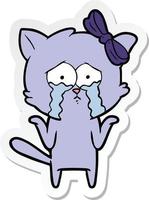 sticker of a cartoon cat vector