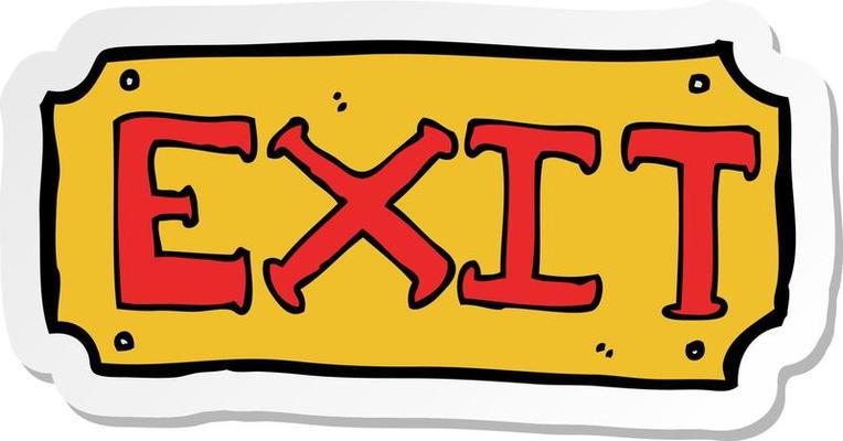 sticker of a cartoon exit sign