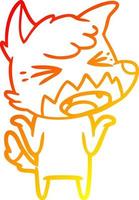 warm gradient line drawing angry cartoon fox vector