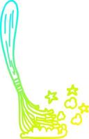 cold gradient line drawing cartoon magic broom sticks vector