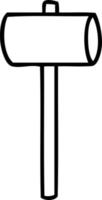 line drawing doodle of a mallet vector