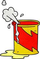 quirky hand drawn cartoon exploding oil can vector