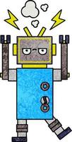 robot de mal funcionamiento de dibujos animados de textura grunge retro vector