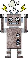 retro grunge texture cartoon malfunctioning robot vector