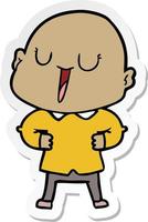 sticker of a happy cartoon bald man vector