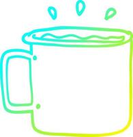 cold gradient line drawing cartoon camping cup of coffee vector