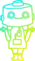 cold gradient line drawing cartoon robot vector