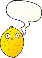 cartoon bitter lemon and speech bubble in smooth gradient style vector