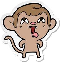 sticker of a crazy cartoon monkey vector