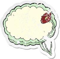 retro distressed sticker of a cartoon flower and cloud frame vector