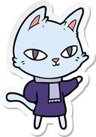 sticker of a cartoon cat staring vector