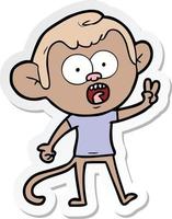 sticker of a cartoon shocked monkey vector