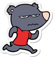 sticker of a cartoon bear vector