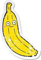 distressed sticker of a cartoon banana vector