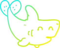 cold gradient line drawing cartoon shark vector