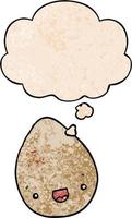 cartoon egg and thought bubble in grunge texture pattern style vector