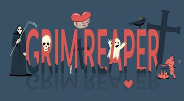 Banner With Grim Reaper Text vector