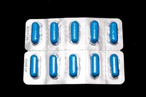 Blue Medication Capsules In Blister Pack photo