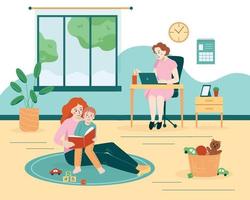 Babysitter Work Flat Composition vector