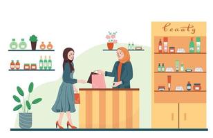Muslim Woman Store Composition vector