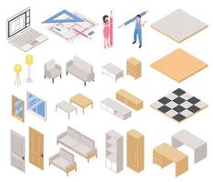 Isometric Interior Design Project Set vector