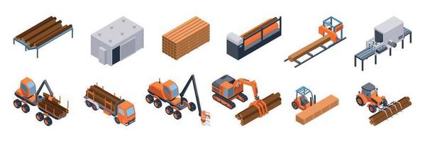 Isometric Sawmill Set vector