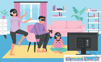 familia jugando juegos vr vector